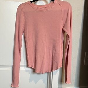 We The Free Pink Long Sleeve Ribbed Top